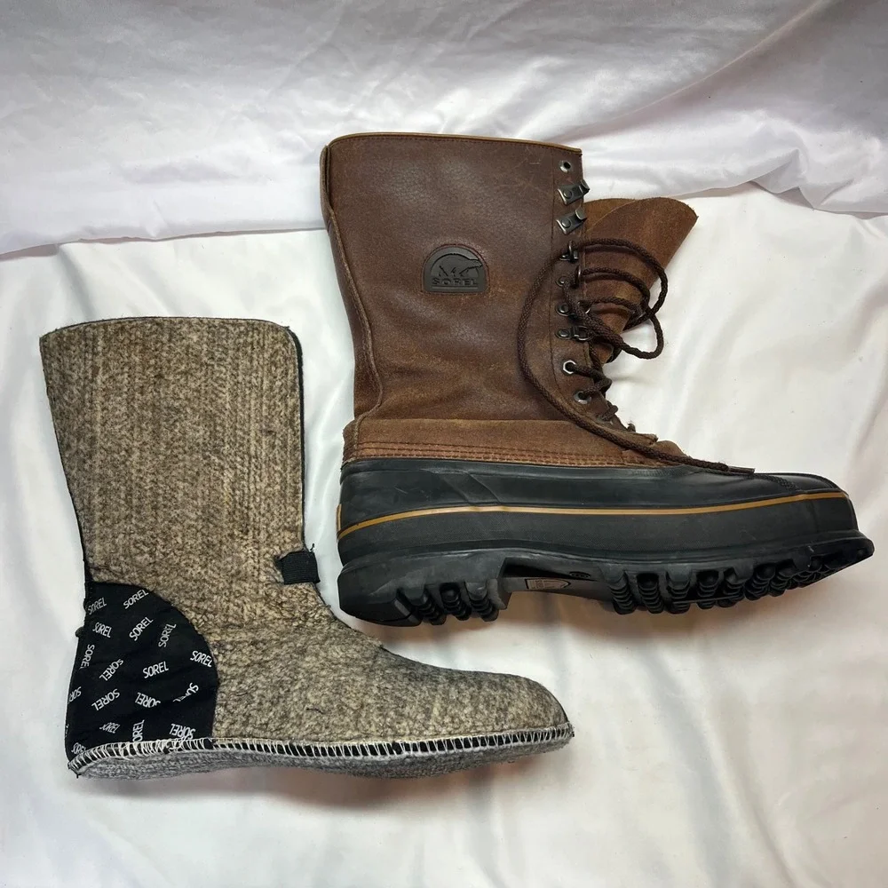 Sorel Maverick NM1080-200 Mens Brown Leather Rubber Winter Snow Boots Size 11.5